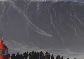 Surfer Rides Monster Wave Off the Coast of Portugal