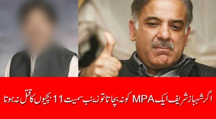 اگرشہبازشریف اس ایم پی اے کو نہ بچاتا تو زینب سمیت بارہ بچیاں قتل نہ ہوتیں
