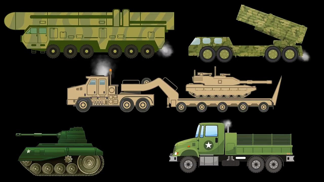 Learning Military Vehicles - Trucks, Airplanes and Ships - Children's Educational Flash Card Videos