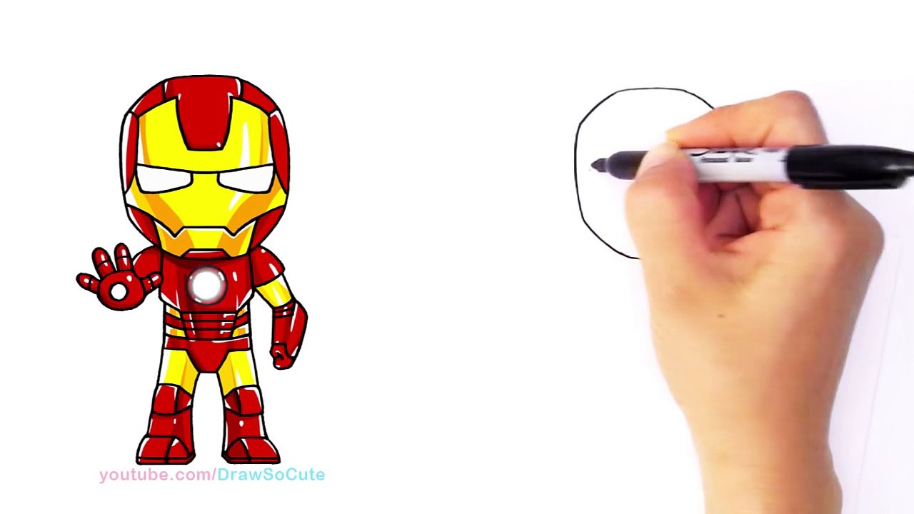 How to Draw Iron Man step by step Chibi Marvel Superhero - video ...