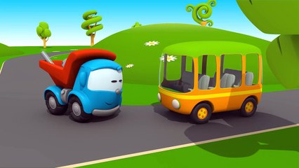 Car cartoon. Leo the truck and traffic light.