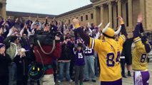 Vikings fans SKol Chant on Rocky Steps in Philadelphia