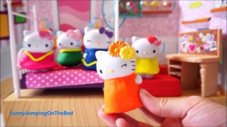 Five Hello Kitty Jumping on the bed compilation - Jumpingonthebed Water Pool Swiming Nursery Rhymes