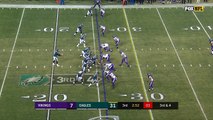 Philadelphia Eagles quarterback Nick Foles escapes pocket, ropes pinpoint pass to wide receiver Nelson Agholor for 42 yards