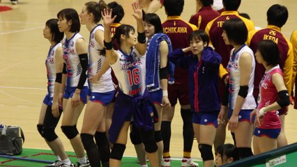 PFUブルーキャッツウォームアップエリアの様子【平成29年度皇后杯全日本バレーボール選手権大会】2017.12.15ファイナルラウンド初日東京体育館