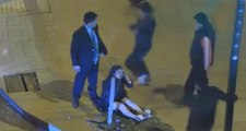 Sokakta Kadına Şiddet Uygulayan Adamı Tekme Tokat Dövdüler