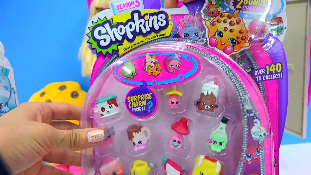 Shopkins Season 5 + 4 Unboxing with Surprise Blind Bags in Barbie Fridge - Cookieswirlc
