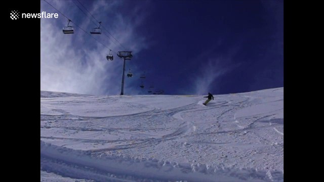 Snowboarding crash in French Alps captured in slow motion