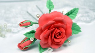 Hairpin for hair with a rose ✿ Polymer Clay Tutorial