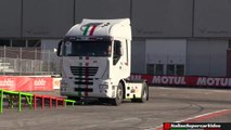 Truck Stunt Show - CRAZY Iveco Stralis  driving on 2 wheels - Motor Show Bologna 2