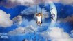 Adorable Little Boy Animation with Clouds Moon and a Dove