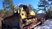 Hauling heavy logging equipment