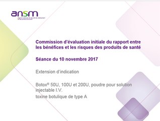 Botox® 50U, 100U et 200U, poudre pour solution injectable I.V.  toxine botulique de type A - Extension d’indication