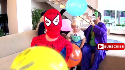 Superhero Real Life Finger Family Song for Learn Colors with Giant Balloons & Ba