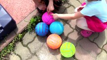KIDS BALLS CRUSHED UNDER CAR WHEEL! Learn Colors for Toddlers with Balls and Fin