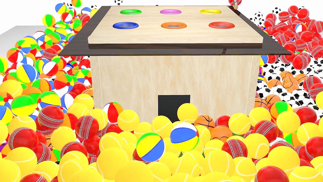 3D Toddlers learning video learn color-full Balls with wooden hammer toy for Bab