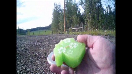 CRUSHED IT. CANDLE THAT LOOKS LIKE A GREEN T-SHIRT.