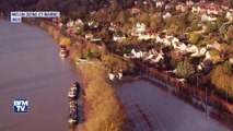 Inondations: la crue de la Seine captée par drone