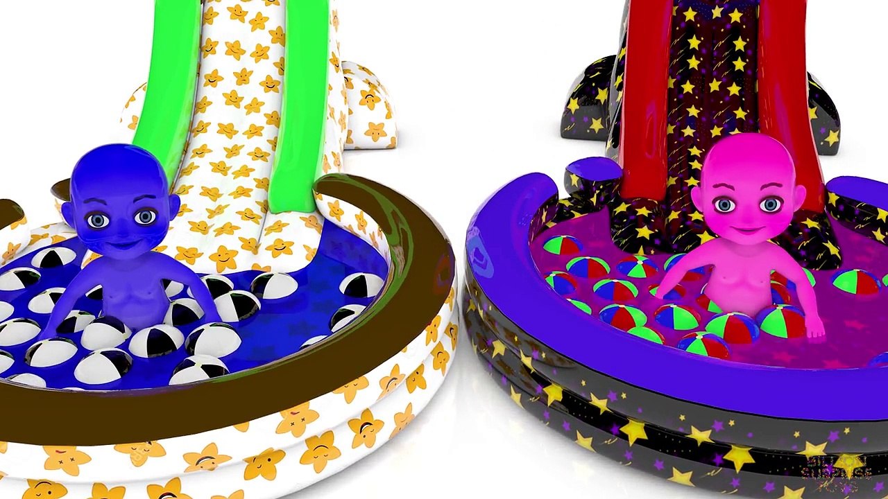3D Learn Colors with Pool Babies Water Balls _ Colours for Kids Toddlers Childre