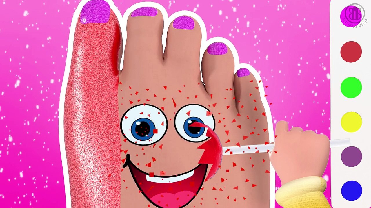 Learn Colors for Children with FOOT PAINTING Crying for LOLLIPOPS - 3D Animation