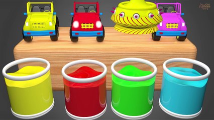 Learn Colors With SLIME BATH for Children - PINK CAR Colors pool and Surprise fo