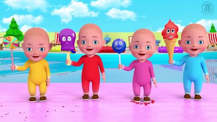 FIVE LITTLE Playing BABIES POOL Cartoon - 3D animation for kids
