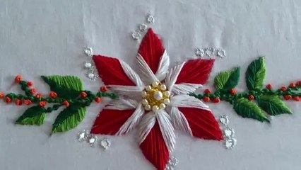 Hand embroidery . Hand embroidery flower design .Beautiful satin stitch with cut work.