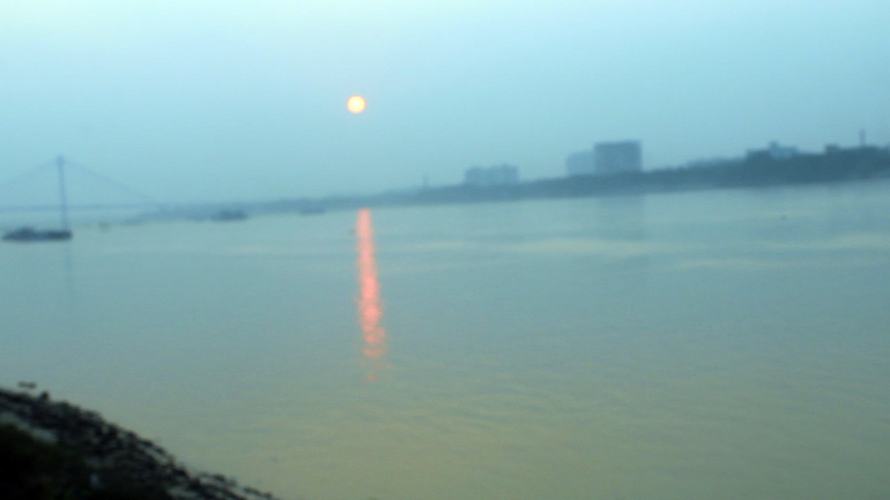 when the sun is detting down at the west,it really looks awesome from the ganges