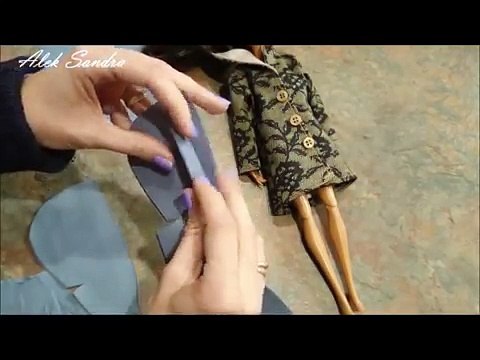Одежда для куклы Барби. Как сшить пальто для куклы. How to make hood coat for Barbie doll.