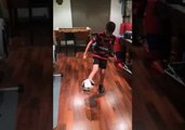 Talented Boy Demonstrates Soccer Push-Ups
