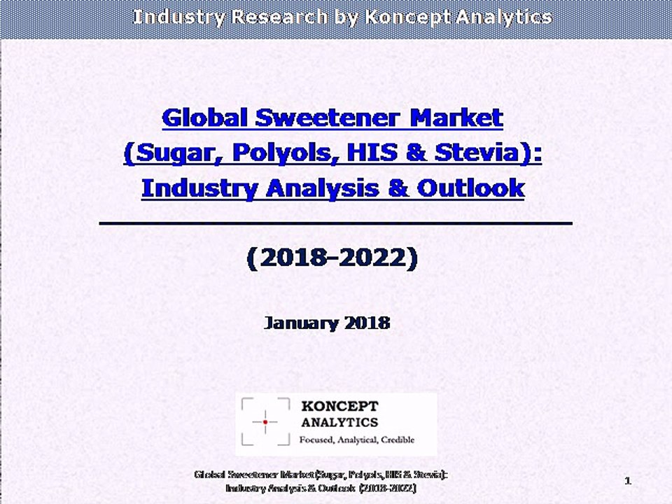 Global Sweetener Market (Sugar, Polyols, HIS & Stevia): Industry Analysis & Outlook (2018-2022)
