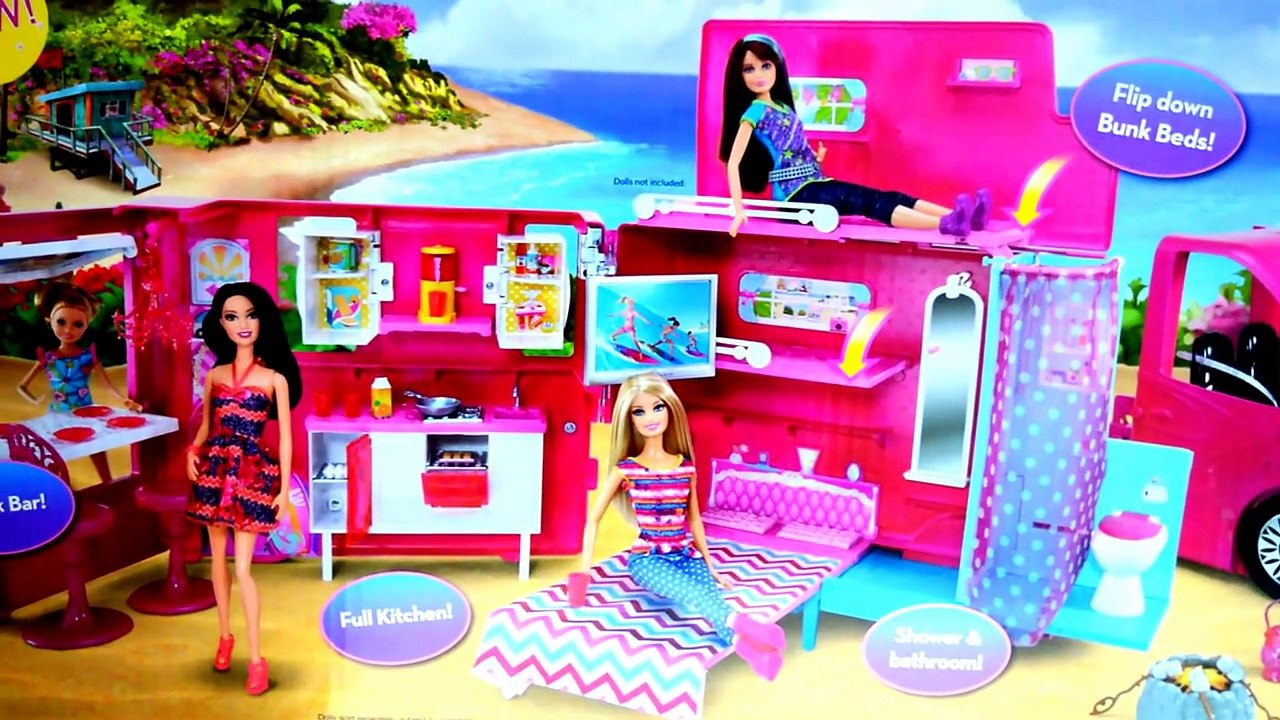 BARBIE Videos Super Giant Balloon Surprise Worlds Biggest Ever Barbie Glam Camper Surprise Elsa Anna