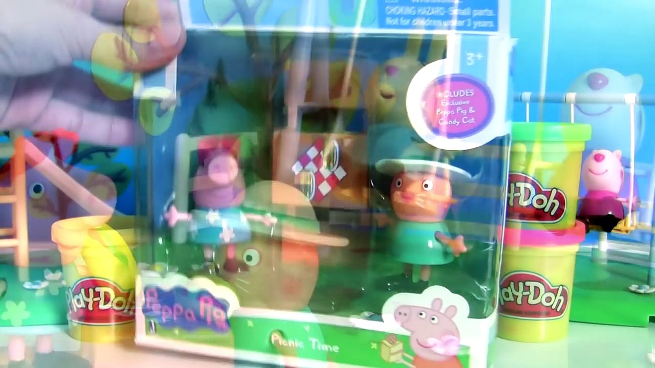 Its Picnic Time with Peppa Pig and Candy Cat in the Playground Park making Play
