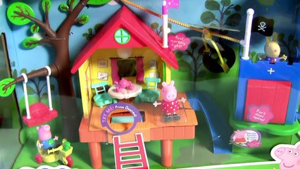 Peppa Pig's Treehouse and Pig George's Fort with Zipline Slide Swing Muddy Puddl