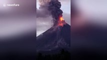 Philippine volcano spews lava