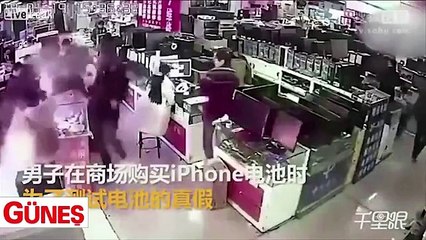 Test için ısırdığı akıllı telefon bataryası ağzında patladı