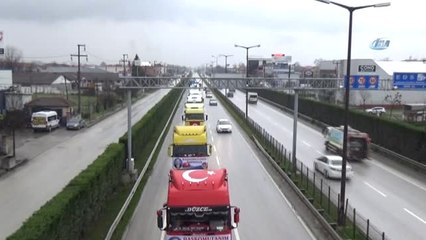 Kamyon Şoförlerinden Mehmetçiğe Destek Konvoyu