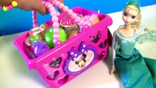 Elsa goes Shopping with Minnie Mouse Bowtastic Basket Food Velcro Set Fruit Bake