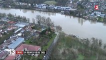 Intempéries : la crue de la Seine vue du ciel