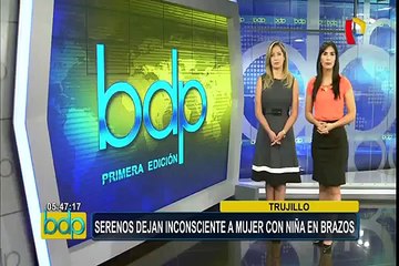 Serenos dejan inconsciente a vendedora informal con niña en brazos en Trujillo
