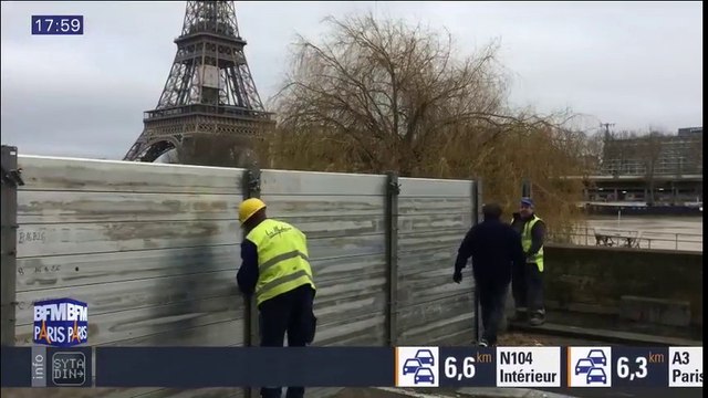 Crue de la Seine : des barrages construits sur les quais dans le 16e arrondissement