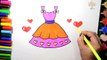 Draw Color Paint Barbie Heart Dress Coloring Pages and Learn Colors for Kids