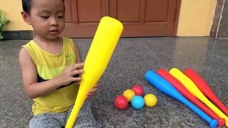 Kid learns colors with colorful Baseballs   Learn colors video
