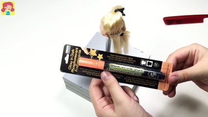 DIY Glow in the Dark Neon Hair for Barbie Doll - DIY Barbie Hairstyles Tutorial