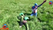 Freaky Reckless SPIDERMAN Crushes CAR! Run Over Crushed Truck Wheels w/ Spiderman, Hulk in Real Life
