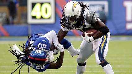 Melvin Gordon throws Janoris Jenkins to ground with wicked stiff arm