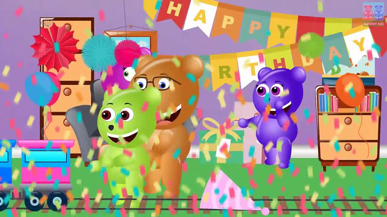 Mega Gummy bear drinking magic Cake pop daddy song finger family nursery fun for kids