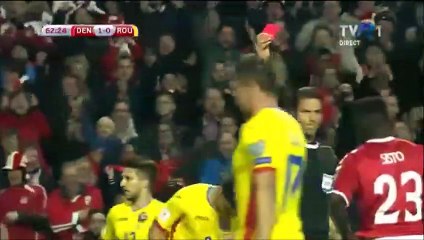 Cristian Ganea Direct Red Card For Shirt Pull vs Denmark!