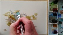 How to paint a bird, sparrow demonstration. A fun line and wash watercolor