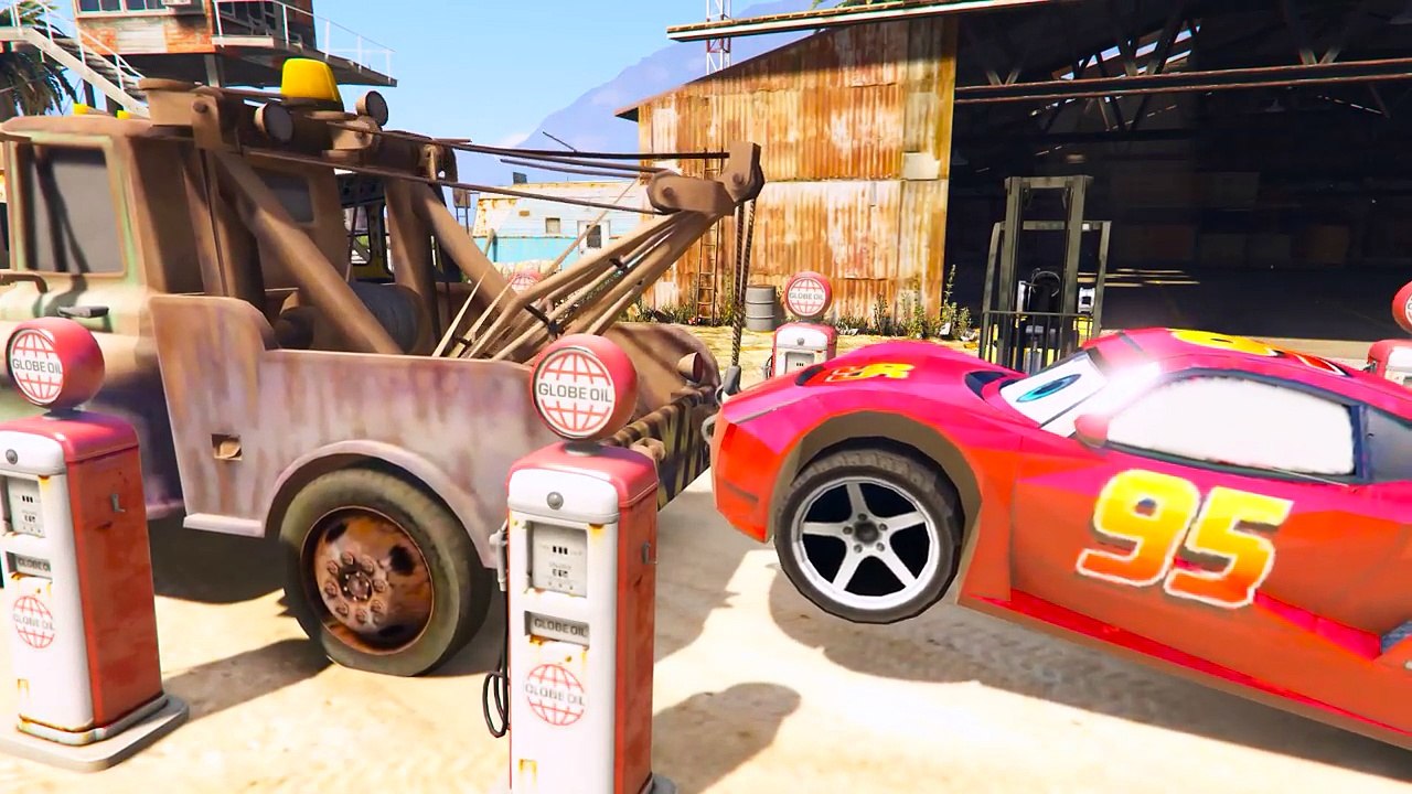 Lightning McQUEEN in Trouble! Spiderman & Tow Mater Rescue Team! Cars For Kids Nursery Rhymes Songs